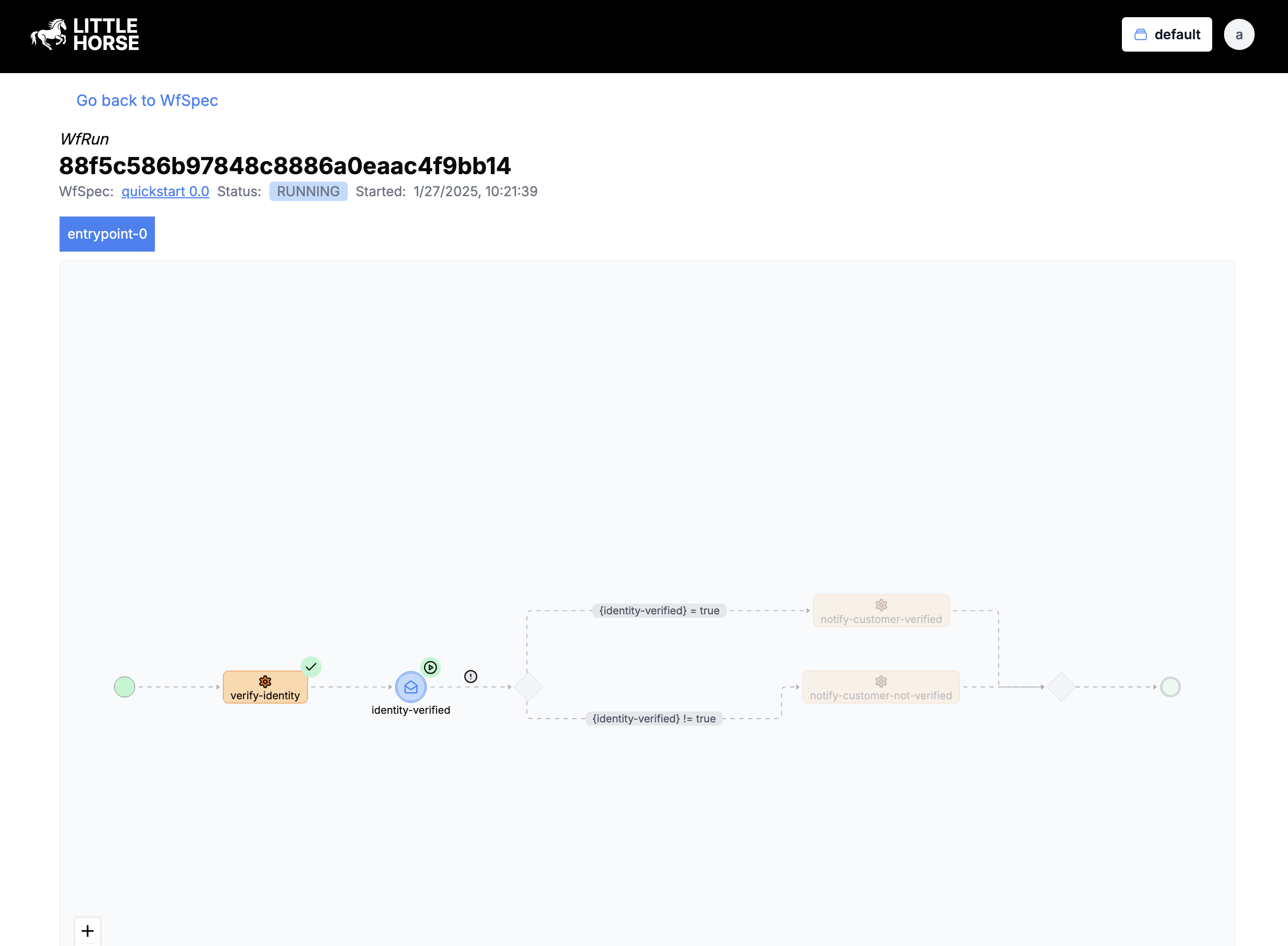 A Pending ExternalEvent in LittleHorse Dashboard