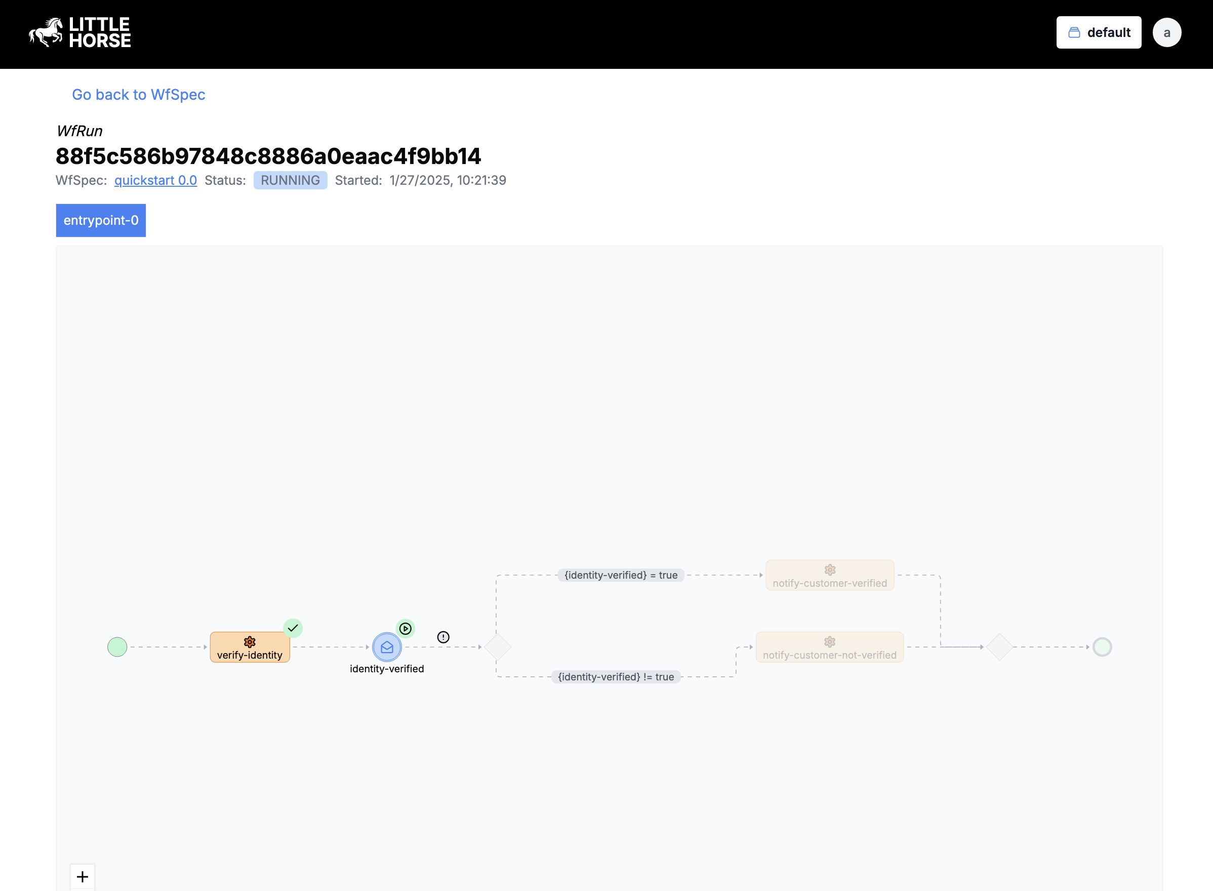 A Pending ExternalEvent in LittleHorse Dashboard A Pending ExternalEvent in LittleHorse Dashboard